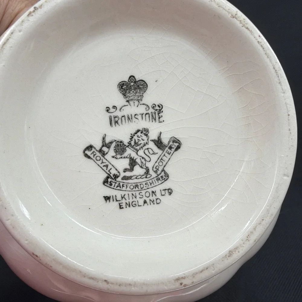Wheat Sheaf Sugar Bowl White Ironstone w/ Lid Wilkinson Staffordshire England
